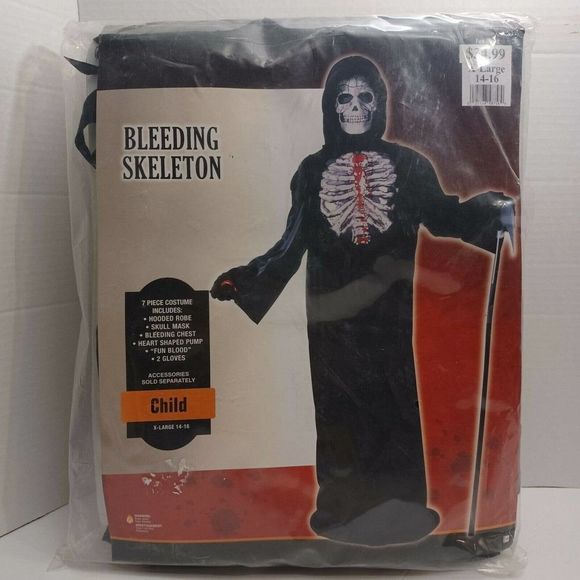 FunWorld Youth Bleeding Skeleton Halloween Costume w/ Blood Pump - XL (14-16) - Picture 1 of 6